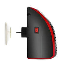 Side view of the heater with a European plug, showing it ready to be inserted into a wall socket.