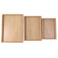 Three piece lightweight wooden serving tray set