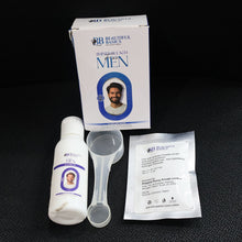 Complete men's bleach cream kit with lotion, powder, and mixing accessories for grooming