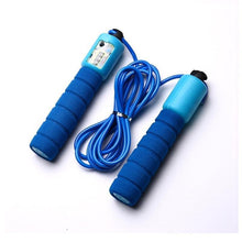 Person exercising with a digital counting skipping rope.