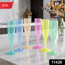 Set of 6 colourful plastic wine glasses for parties and events