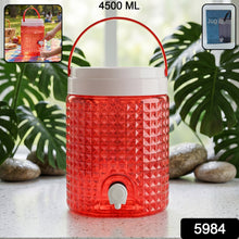 Close-up of the ergonomic handle on the leakproof plastic water jug.