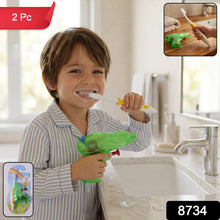 Set of two soft bristle airplane-themed toothbrushes for children