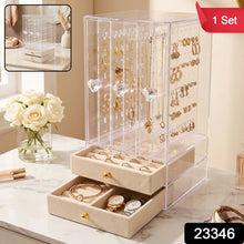 Acrylic jewellery box with hanging panels for earrings and studs