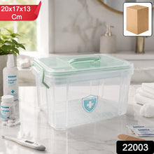 Transparent plastic medicine storage box with handle for easy carrying