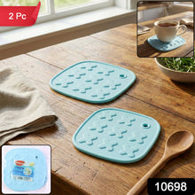 Pair of non-slip, heat-resistant silicone cup coasters and pot pads