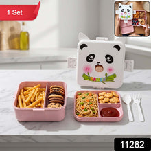 Panda-designed kids tiffin box with multiple compartments