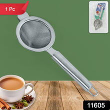Close-up of stainless steel tea strainer handle with pipe grip
