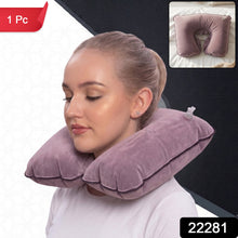 Inflatable U shape velvet neck pillow