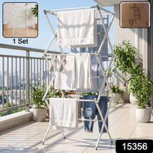 3 Tier Folding Clothes Drying Rack Laundry Cloth Dryer Stand for Balcony (1 Set) view 2