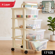 Rolling 4 tier storage cart with drawers for home and office