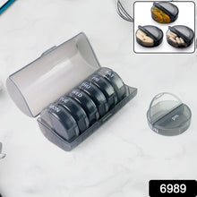 Top-down view of the FERVENT 7-day pill organizer showing all compartments and dimensions.