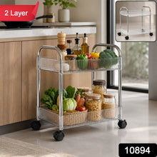 2 Layer Storage Trolley with Wheels – Compact & Movable Organizer