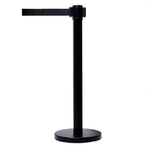 Black base barrier stand crowd control pole with retractable belt system