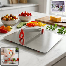 Steel multipurpose chopping board with knife