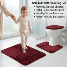 Bathroom Mat Set with Toilet Contour Rug and Lid Cover, Anti Slip (3 Pc Set)