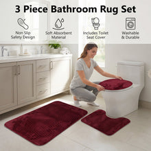 Bathroom Mat Set with Toilet Contour Rug and Lid Cover, Anti Slip (3 Pc Set)