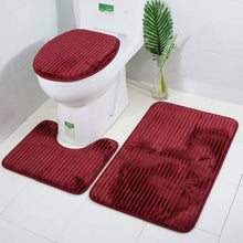 Bathroom Mat Set with Toilet Contour Rug and Lid Cover, Anti Slip (3 Pc Set)